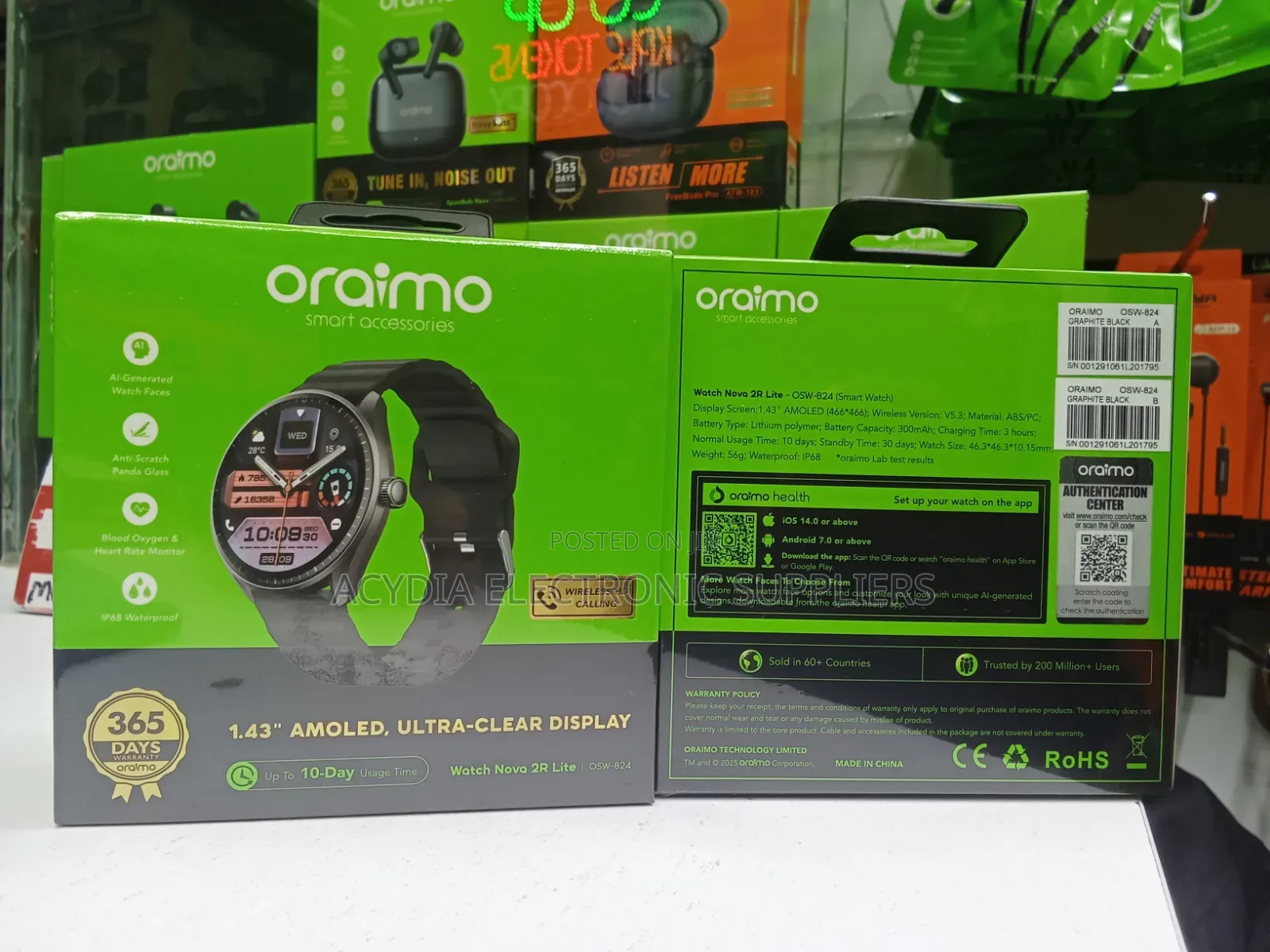 Oraimo Watch Nova 2r Lite 1.44" Amoled Display Smart Watch