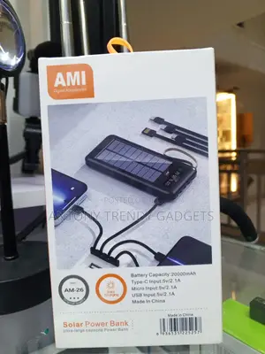 Ami Am-26 20000mah Solar Power Bank Fast Charging