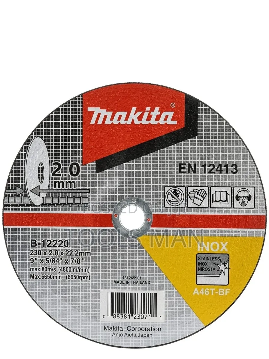 Makita 9 Inch Stainless Steel Cutting Disc 230mm X 2.0mm - B-12220.