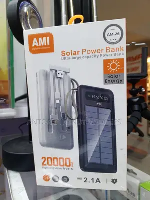 Ami Am-26 Solar Power Bank Built-in Cables 20000mah