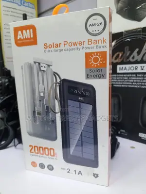 Ami Am-26 Solar Power Bank Built-in Cables 20000mah