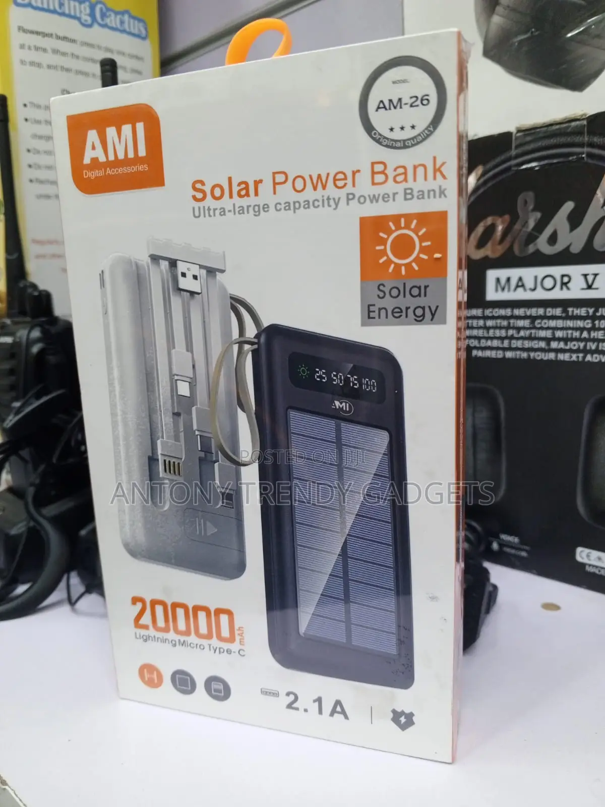 Ami Am-26 Portable Solar Charger Type-C Lightning Input