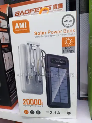Ami Am-26 Portable Solar Charger Type-C Lightning Input