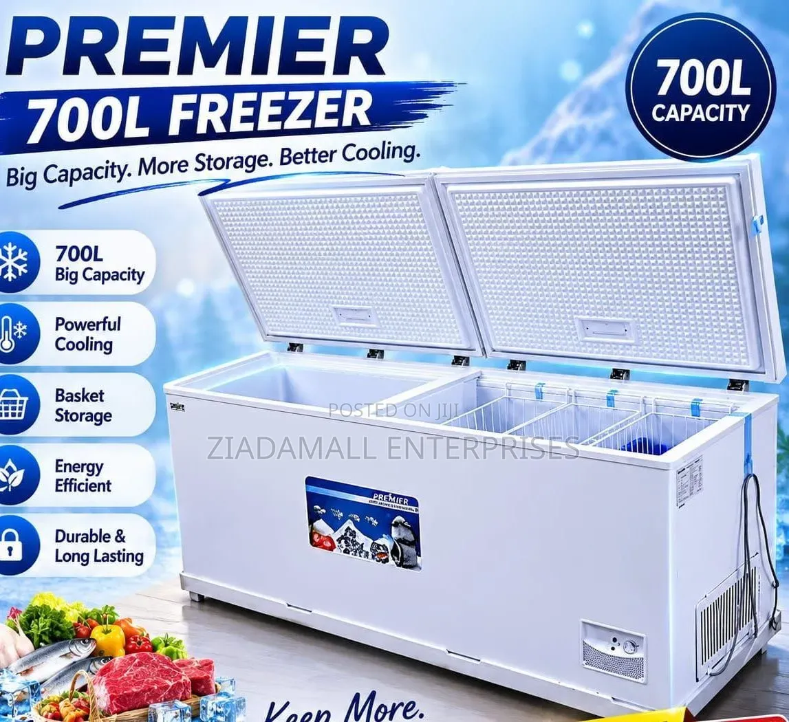 Premier Freezer 700 Litres,Durable Double Door Chest Freezer With Secu