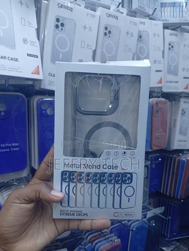 iPhone 16 Pro Max Transparent, Crystal-Clear "Metal Stand Case