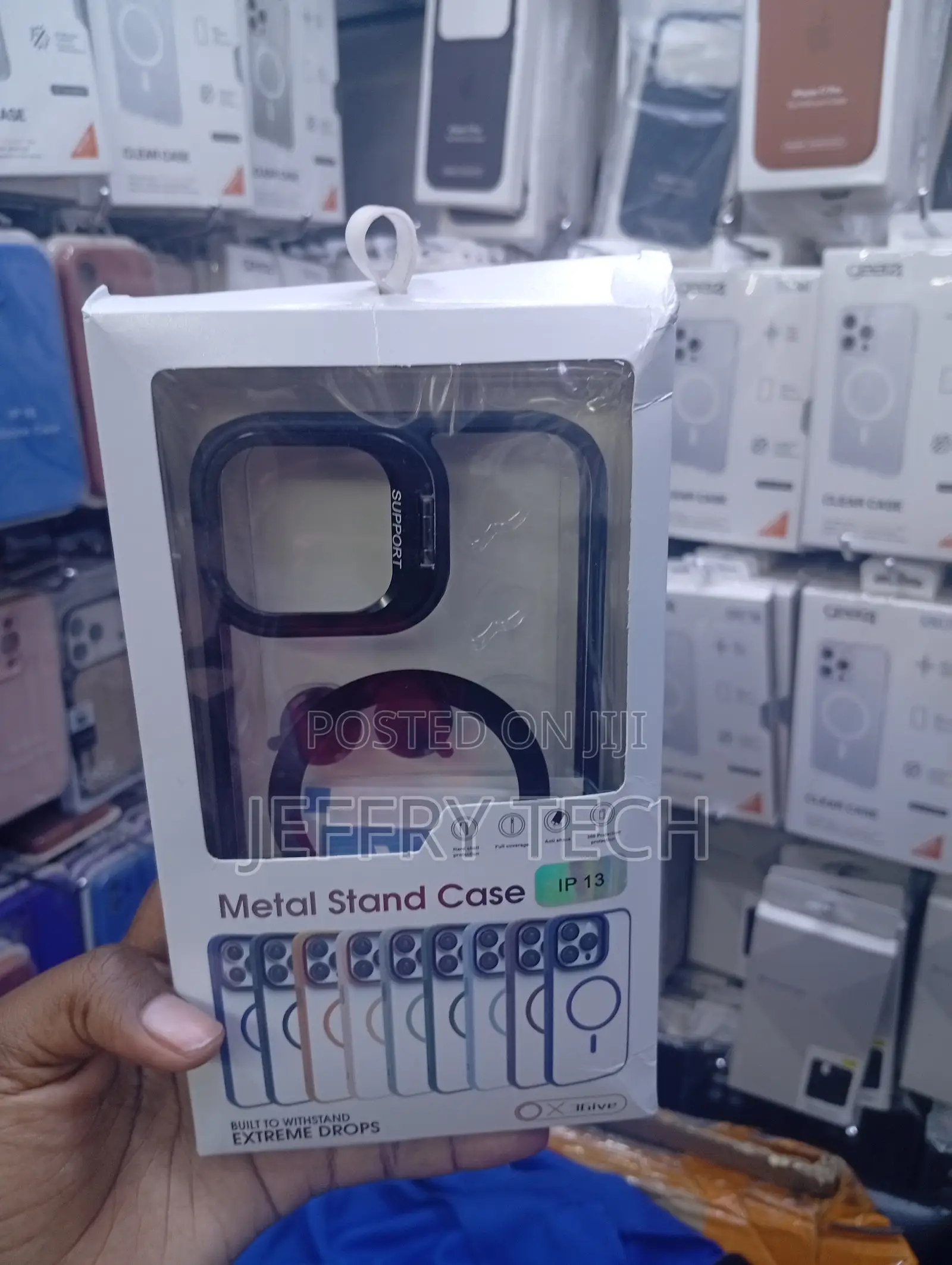iPhone 13 Featuring a Blue Design Cover With a Clear Back