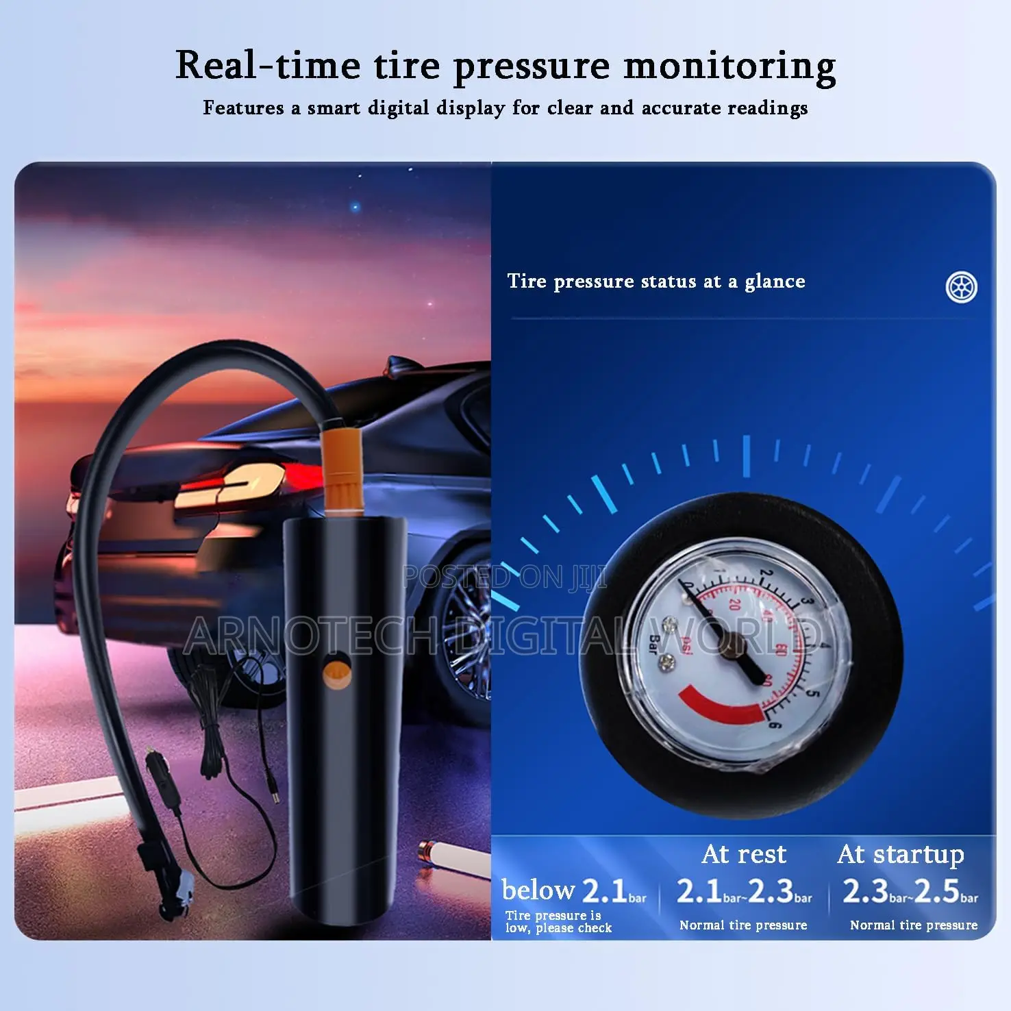 Tire Inflator With Digital Gauge for Cars, Motos, Bikes, and Balls