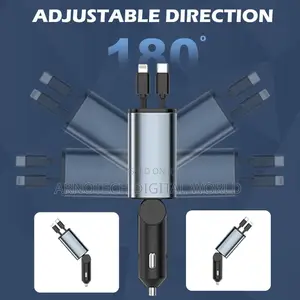 120w Universal Retractable Car Charging Adapter With Cable