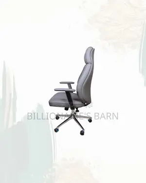High-Quality Grey Leather Office Chair High Back Chrome Base Now In