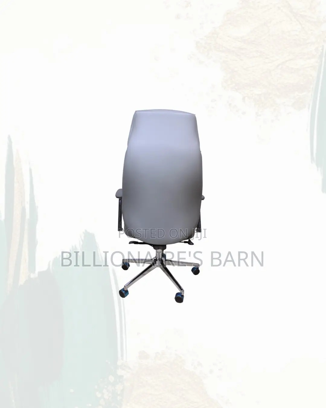 High-Quality Grey Leather Office Chair High Back Chrome Base Now In