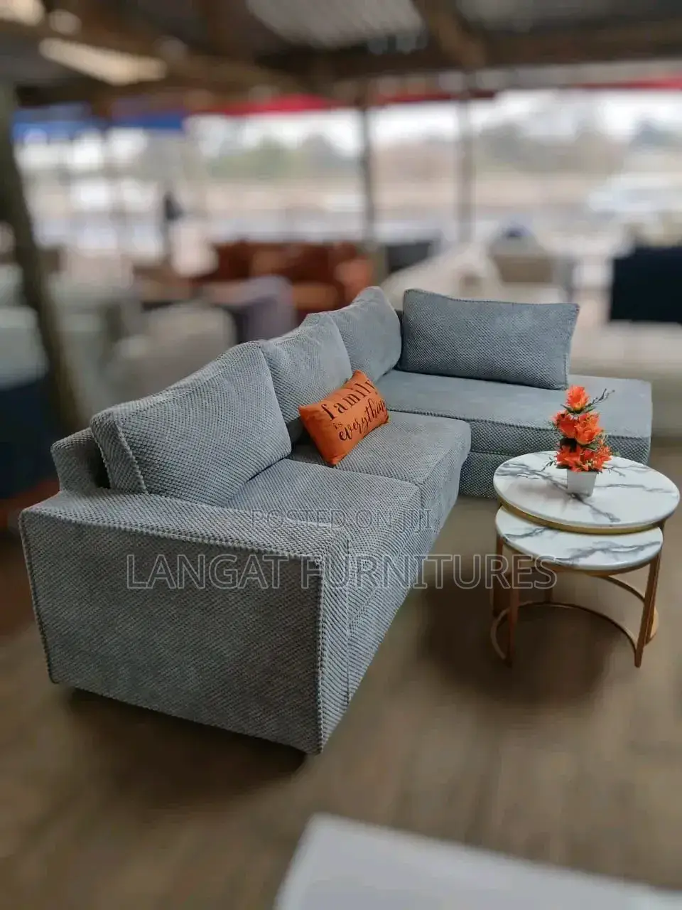 Modern Grey 6 Seater L Shaped Sofa