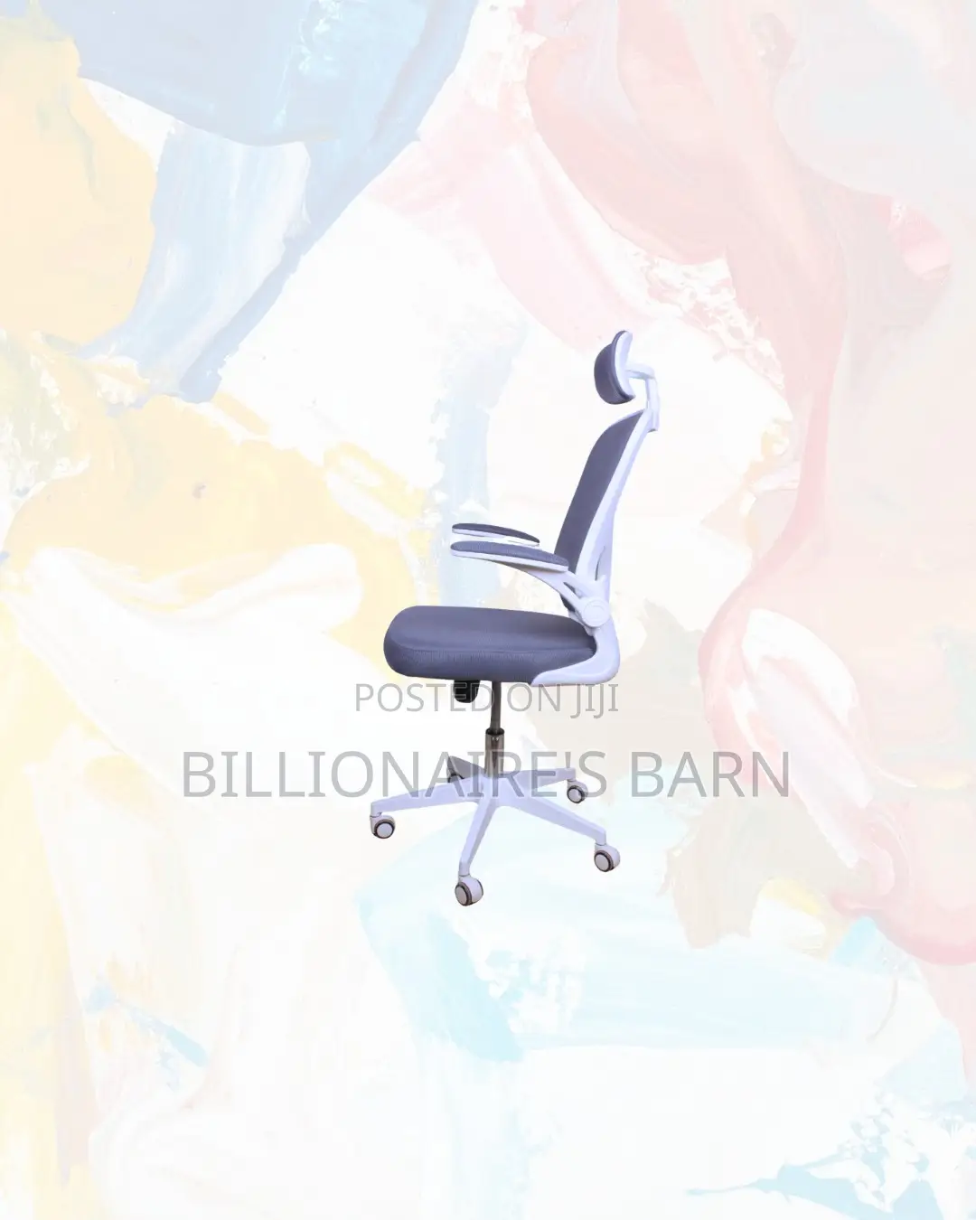 Modern White Ergonomic Office Chair Flip Up Arms Adjustable Headrest