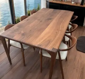 Dining Set: Modern Rustic Walnut Wood Dining Table