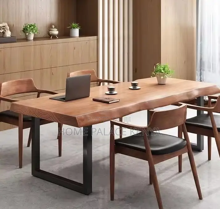 Dining Set: Modern Rustic Walnut Wood Dining Table