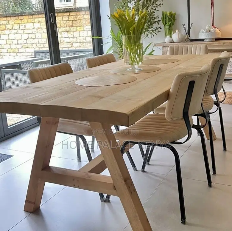 Dining Set: Modern Rustic Walnut Wood Dining Table