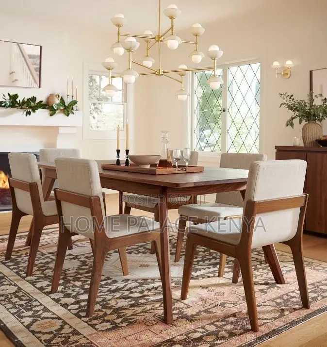 Dining Set: Modern Rustic Walnut Wood Dining Table