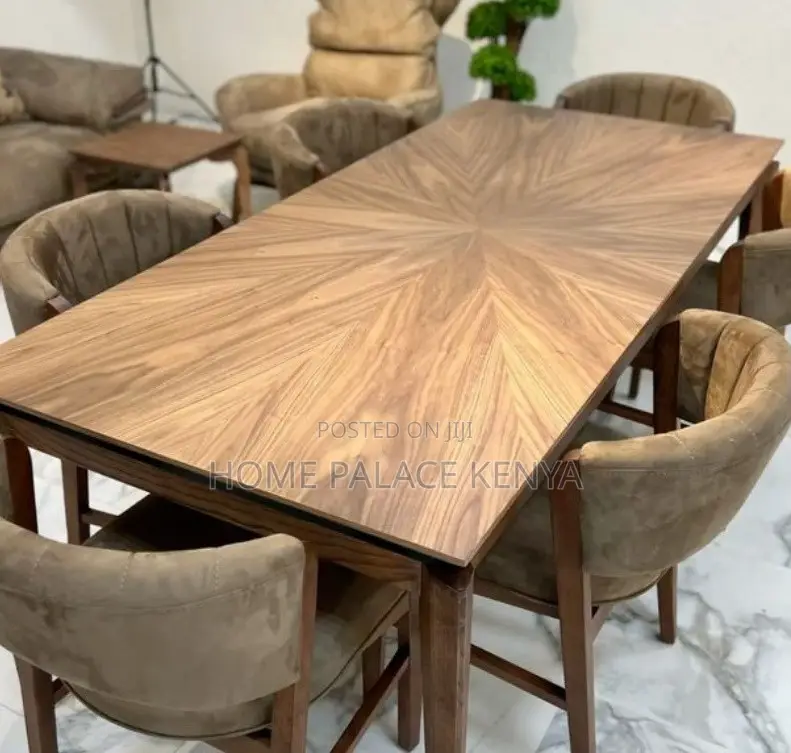 Dining Set: Modern Rustic Walnut Wood Dining Table