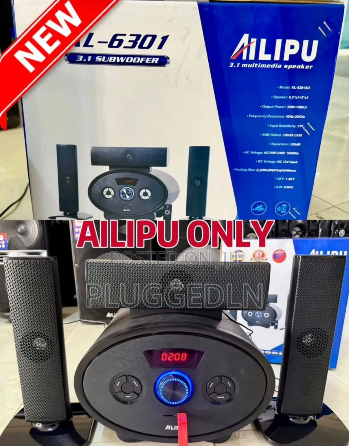 Ailipu 3.1 Channel Bluetooth Hi-Fi Home Theater Speaker System