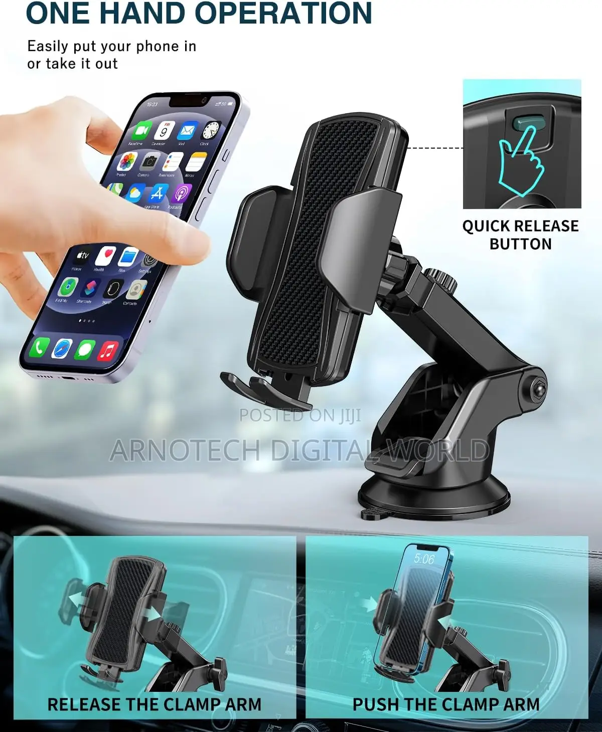 Universal Car Phone Holder, Car Phone Mount for All Smartphones