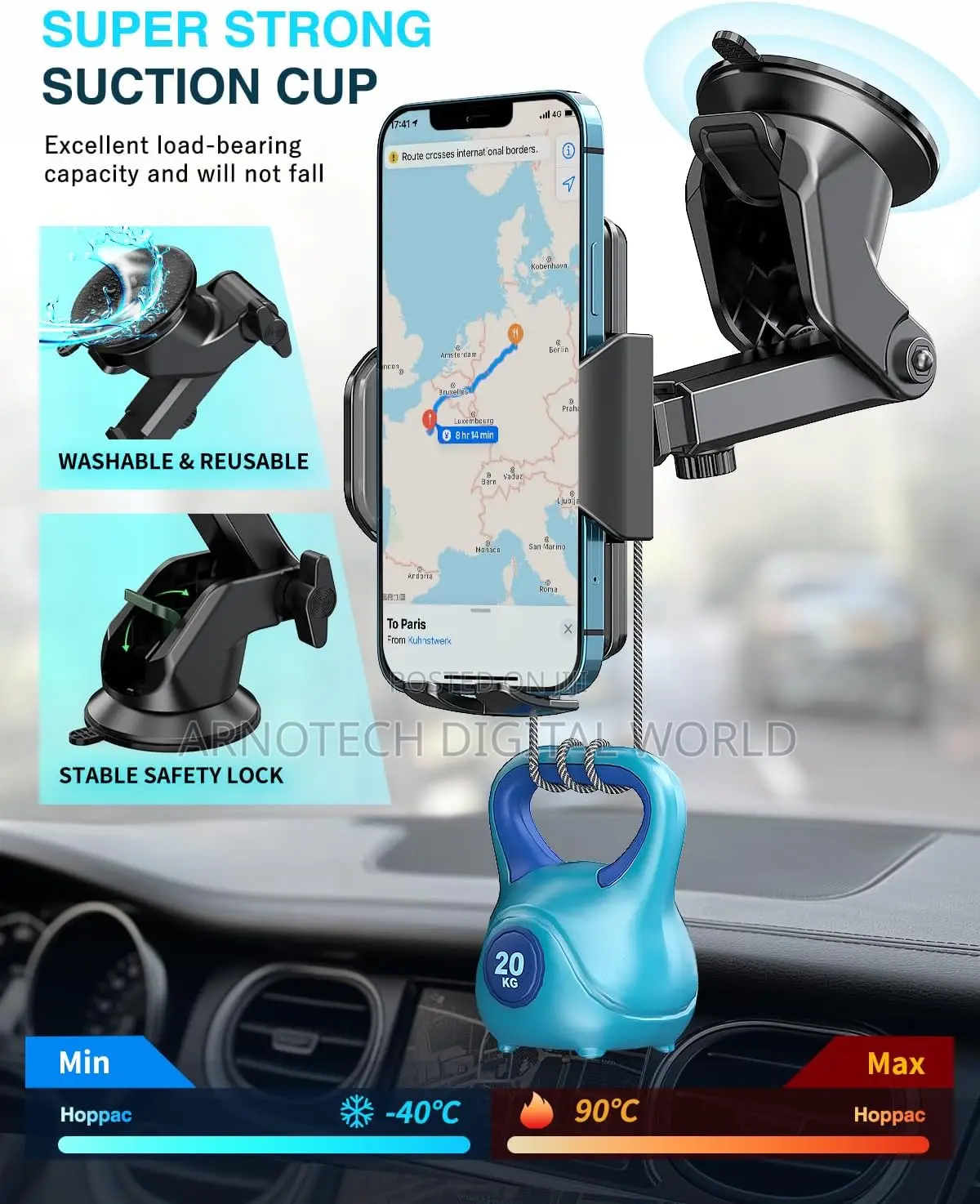 Universal Car Phone Holder, Car Phone Mount for All Smartphones