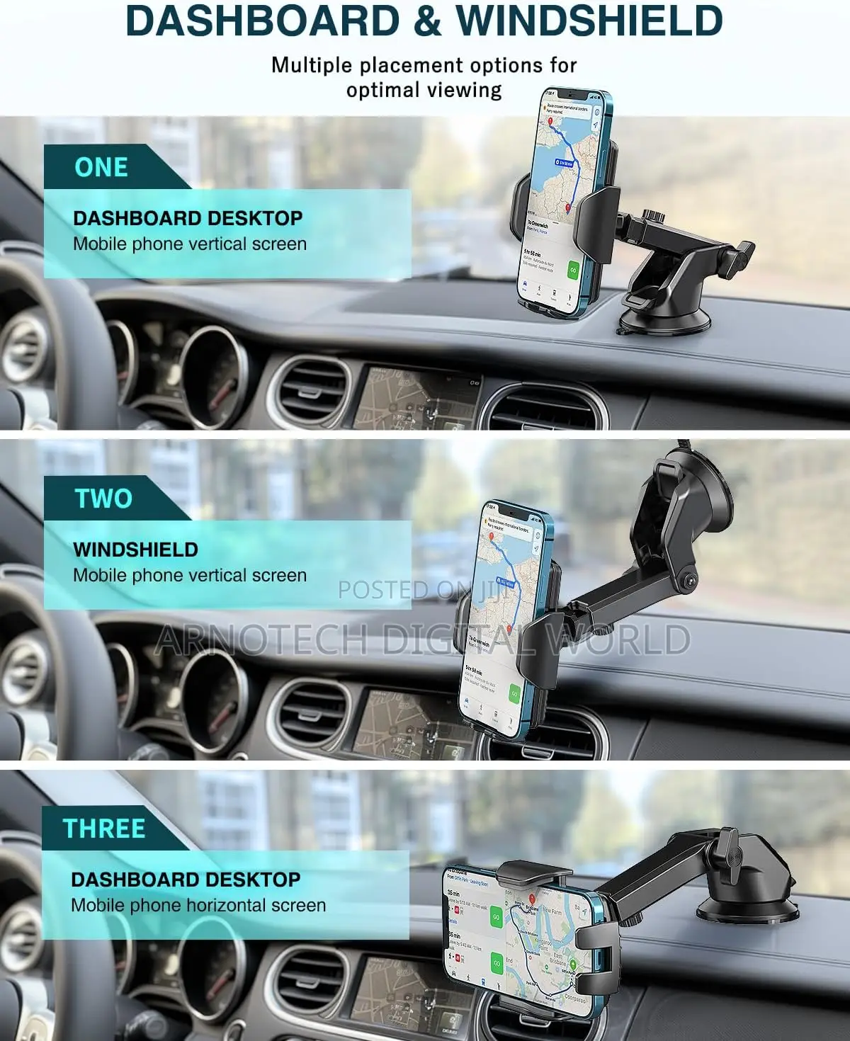 Universal Car Phone Holder, Car Phone Mount for All Smartphones
