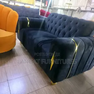 Black 3 Seater Modern Sofa