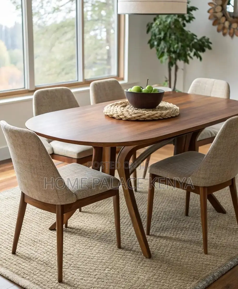 Dining Set: Modern Rustic Walnut Wood Dining Table