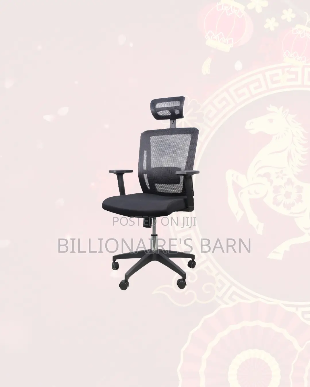 Heavy Duty Black Mesh Office Chair Ergonomic Headrest With Nylon Base