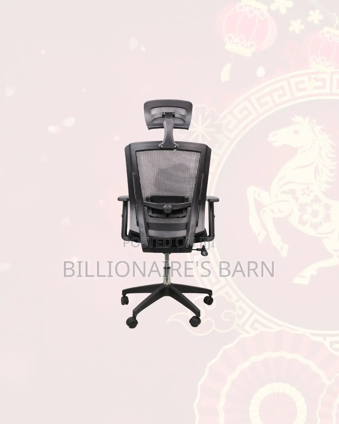 Heavy Duty Black Mesh Office Chair Ergonomic Headrest With Nylon Base