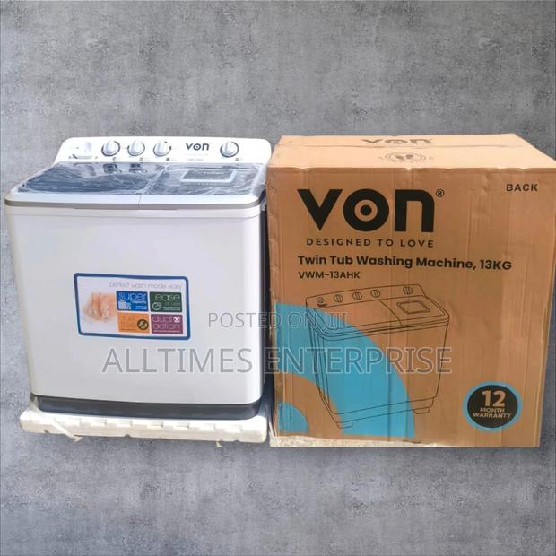 Von 13kgs Twin Tub Washing Machine -White
