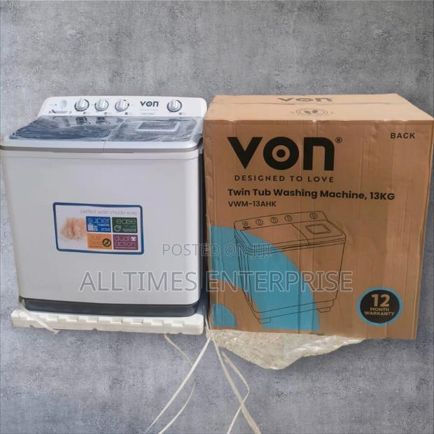 Von 13kgs Twin Tub Washing Machine -White - thumbnail 2