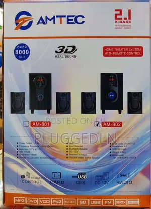Amtec Am-802 2.1 Channel Multimedia Speaker System.