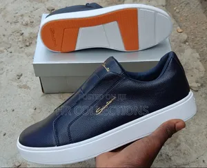Premium Santoni Luxury Leather Slip-on Sneakers