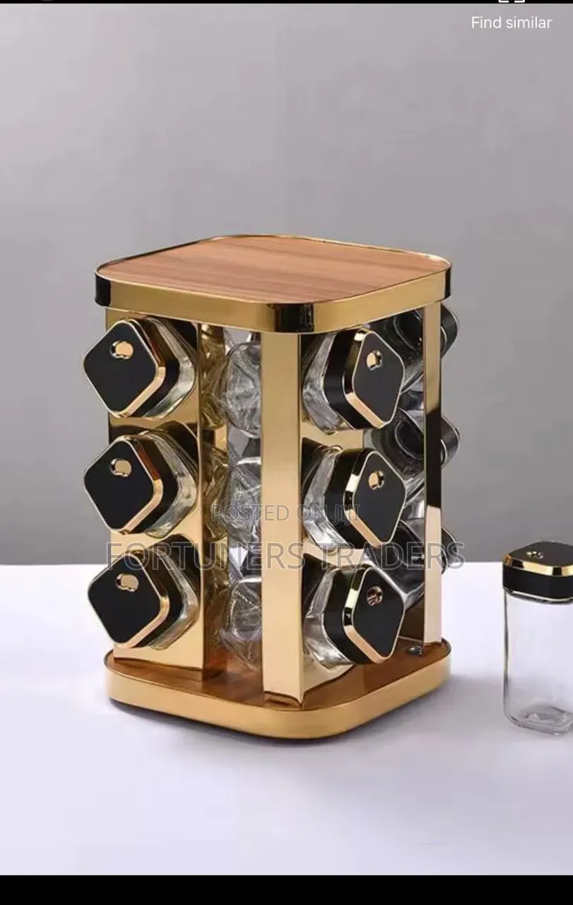 12 Marble Spice Rack With Wooden Top