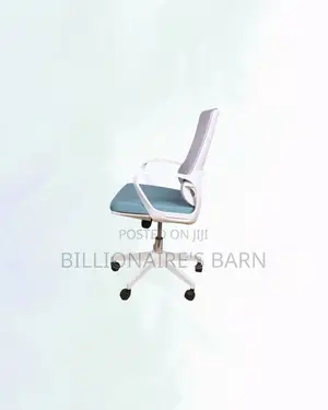 Comfortable White Ergonomic Mesh Office Chair Mid Back Lumbar Support
