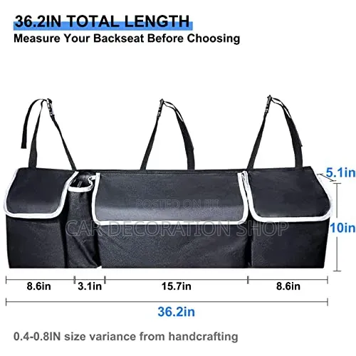Black Polyester Backseat Hanging Boot Organizer With Pockets