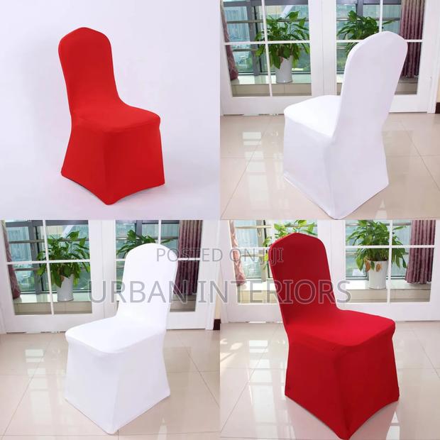 Red and White Premium Stretch Chair Covers Chair Covers