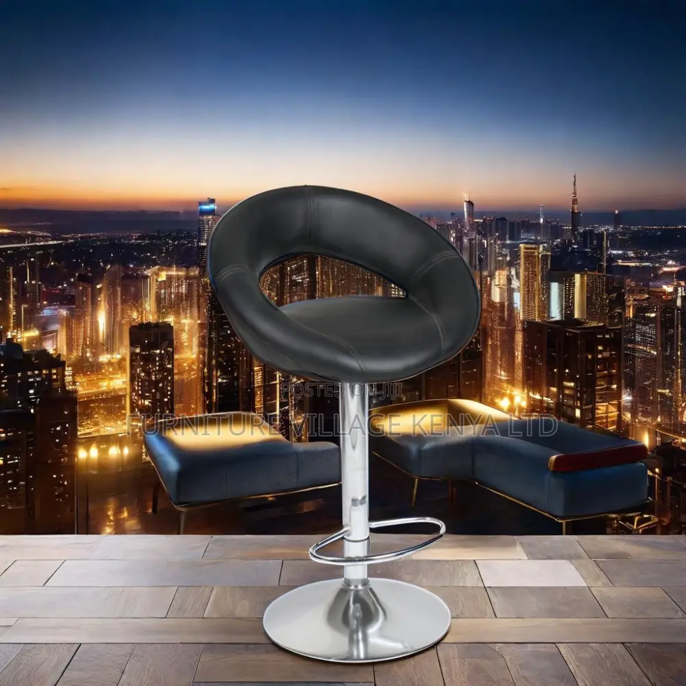 Round Imported Leather Reception Counter Stool