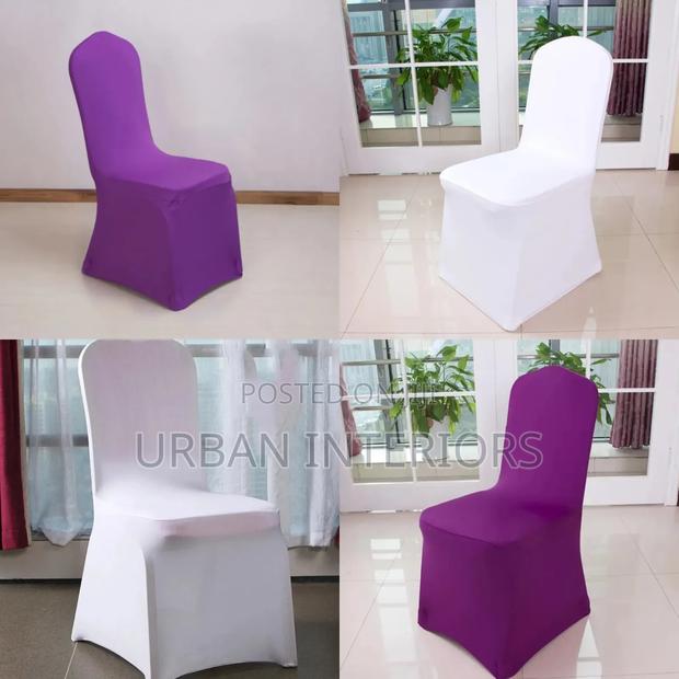 White Purple Chair Covers Chair Covers For Professional Event Set-up