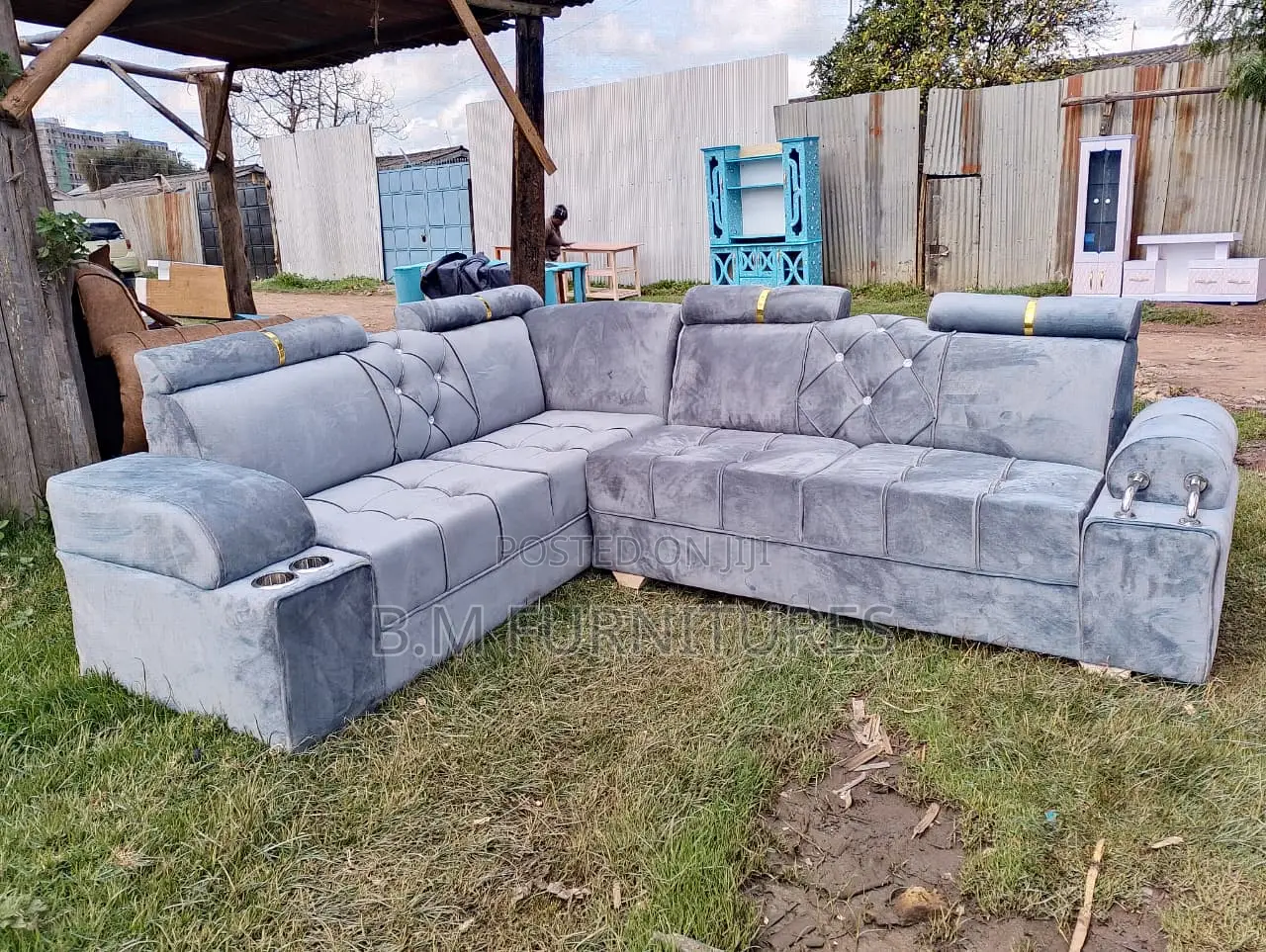 Grey L Shaped Seat