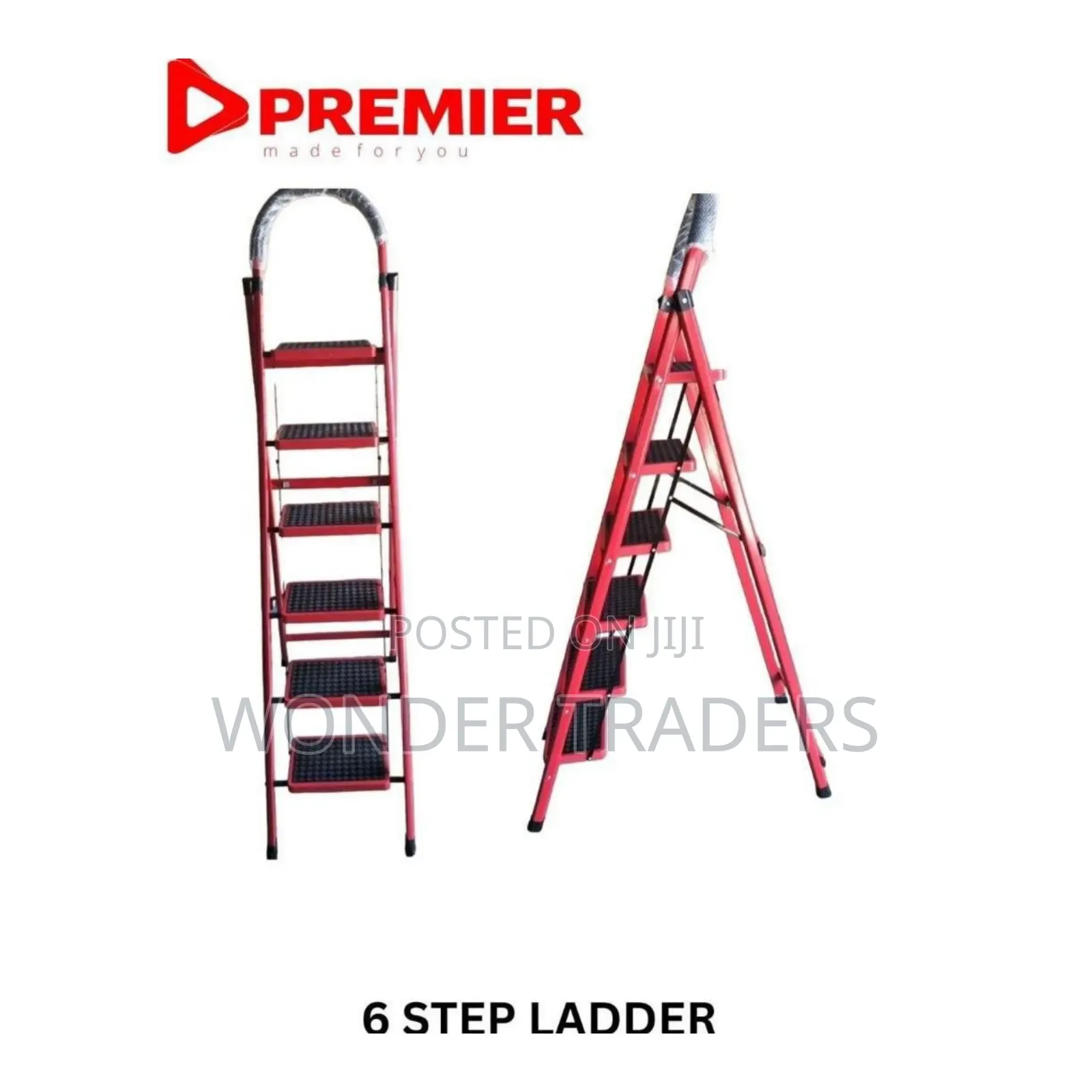 6-Step Aluminum Ladder - Non-Slip Steps, Wide Base, Lightweight