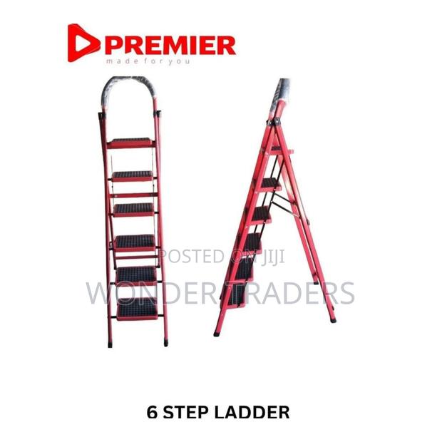 6-Step Aluminum Ladder - Non-Slip Steps, Wide Base, Lightweight