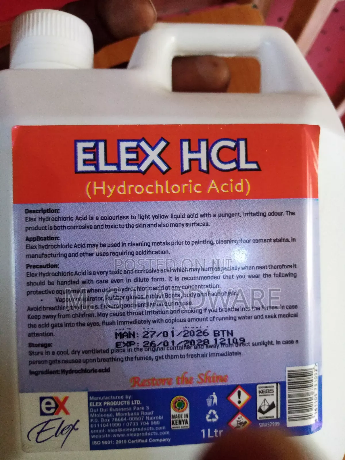 Hydrochloric Acid 1litre