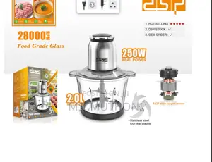 DSP Food Chopper With Meat Mincer 3l Glass Bowl 2 Speeds 6 Blade Set