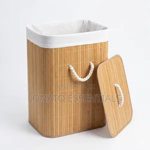 Bamboo Laundry Basket With Lid Removable Liner Clothes Organizer