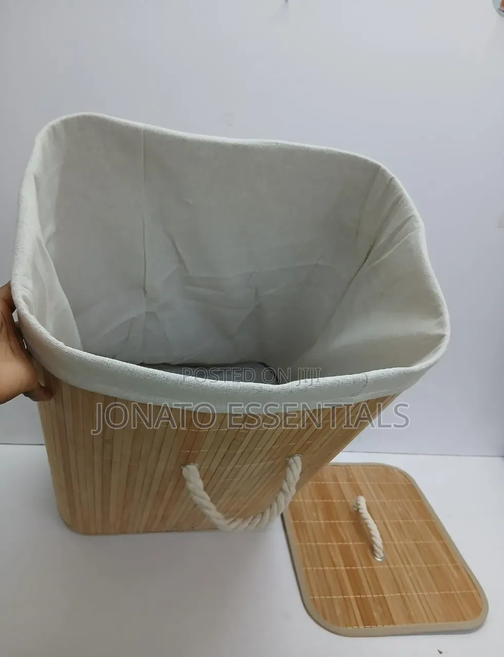 Bamboo Laundry Basket With Lid Removable Liner Clothes Organizer