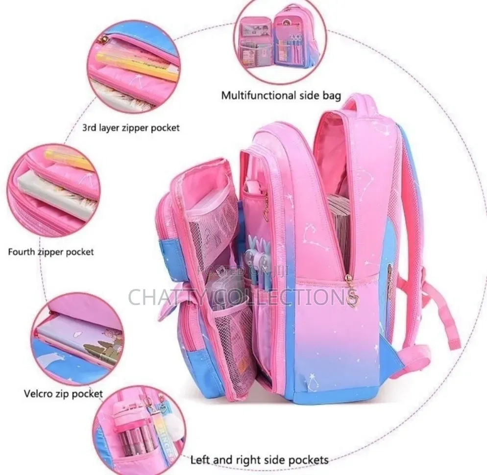 Gradient Pink Top Quality Girls School Bags
