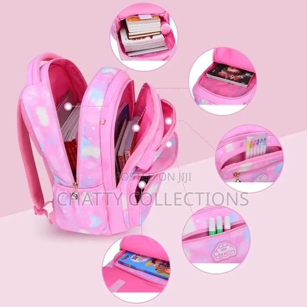 Pink Quality Girls School Bags With Multiple Pockets