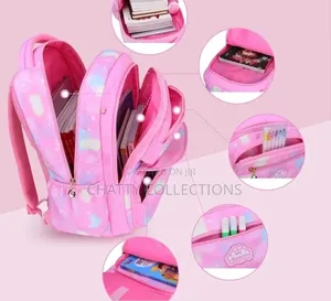 Pink Quality Girls School Bags With Multiple Pockets
