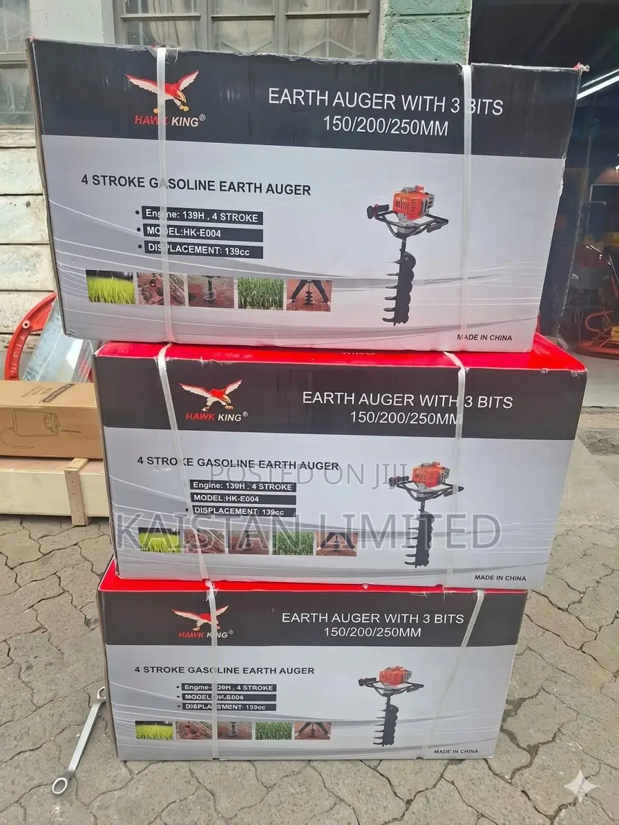 Hawk King 139cc 4-Stroke Earth Auger Machine With 3 Drill Bits